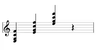 Sheet music of E mb6b9 in three octaves
